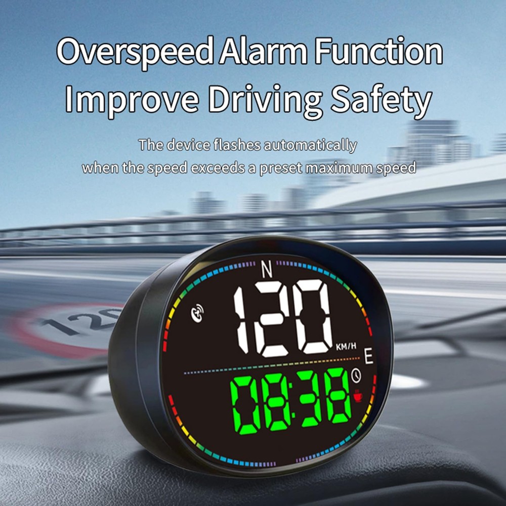 Digital Speedometer Heads Up Display GPS HUD with Multi Function Safety Alerts