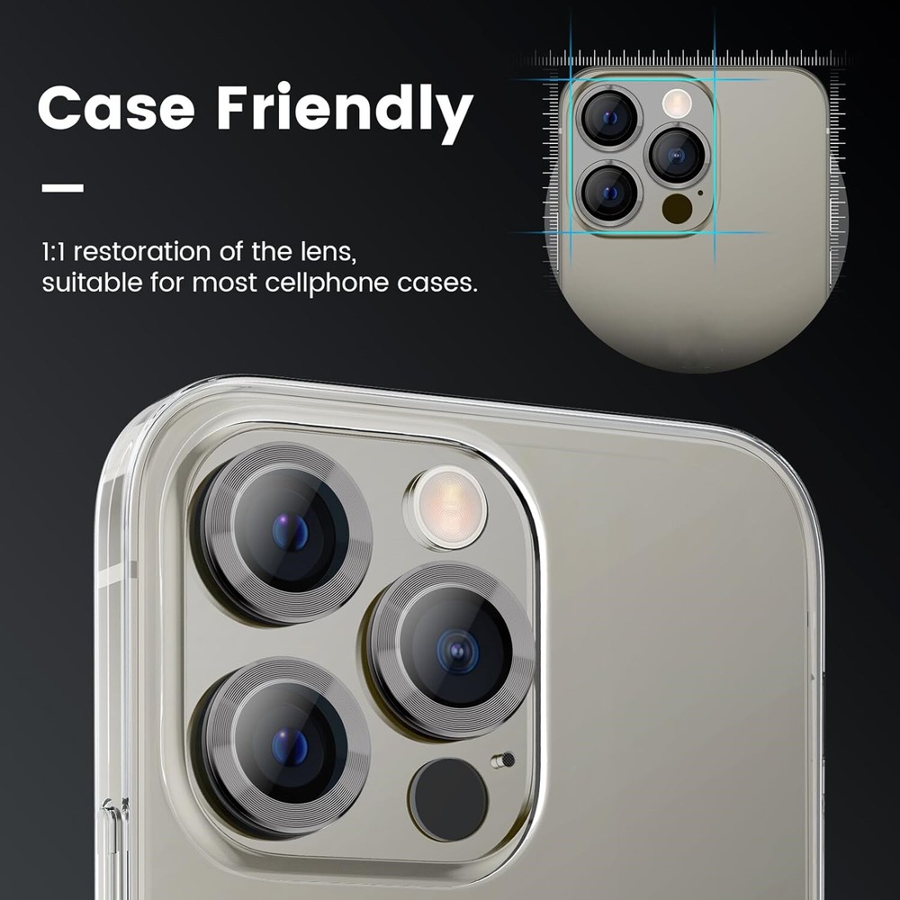 2 Pack For iPhone 15 Pro Max/15 Pro Ring Tempered Glass Camera Lens Protector
