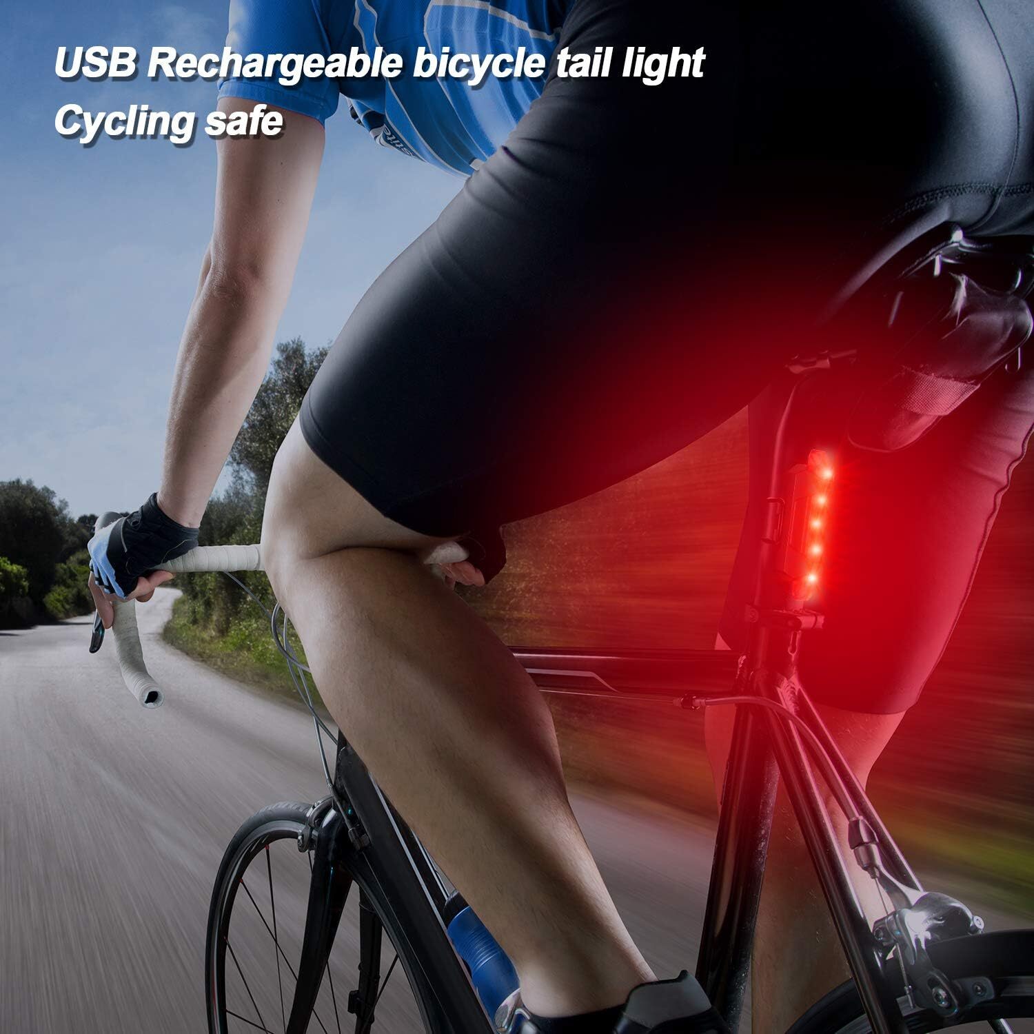 2 Set USB Rechargeable LED Bicycle Headlight Bike Front Rear Lamp Cycling Light