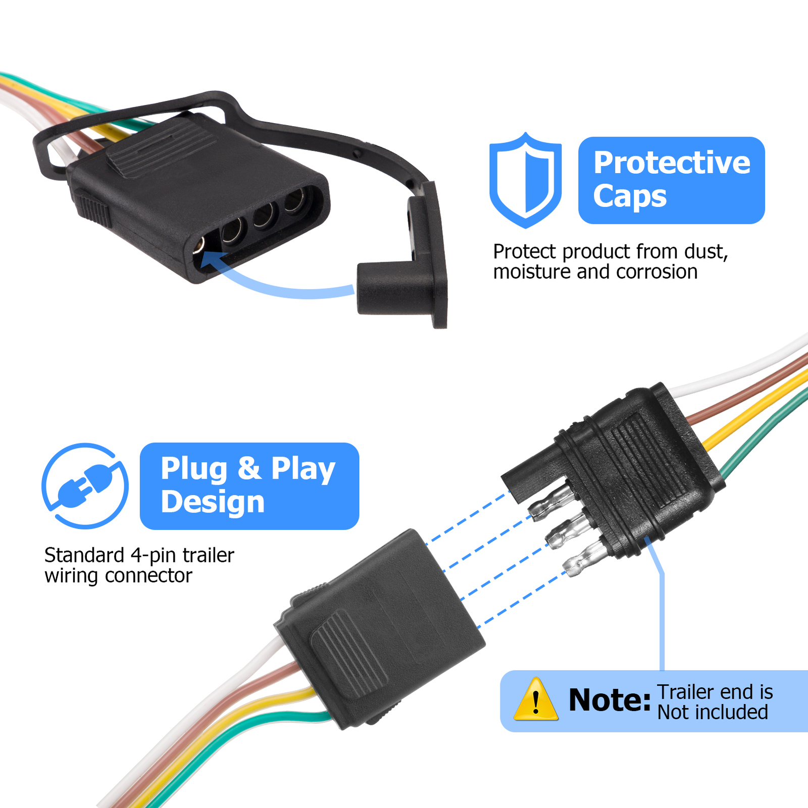 for Jeep Wrangler JL 2018-2024 Trailer Tow Light Wiring Harness Connector