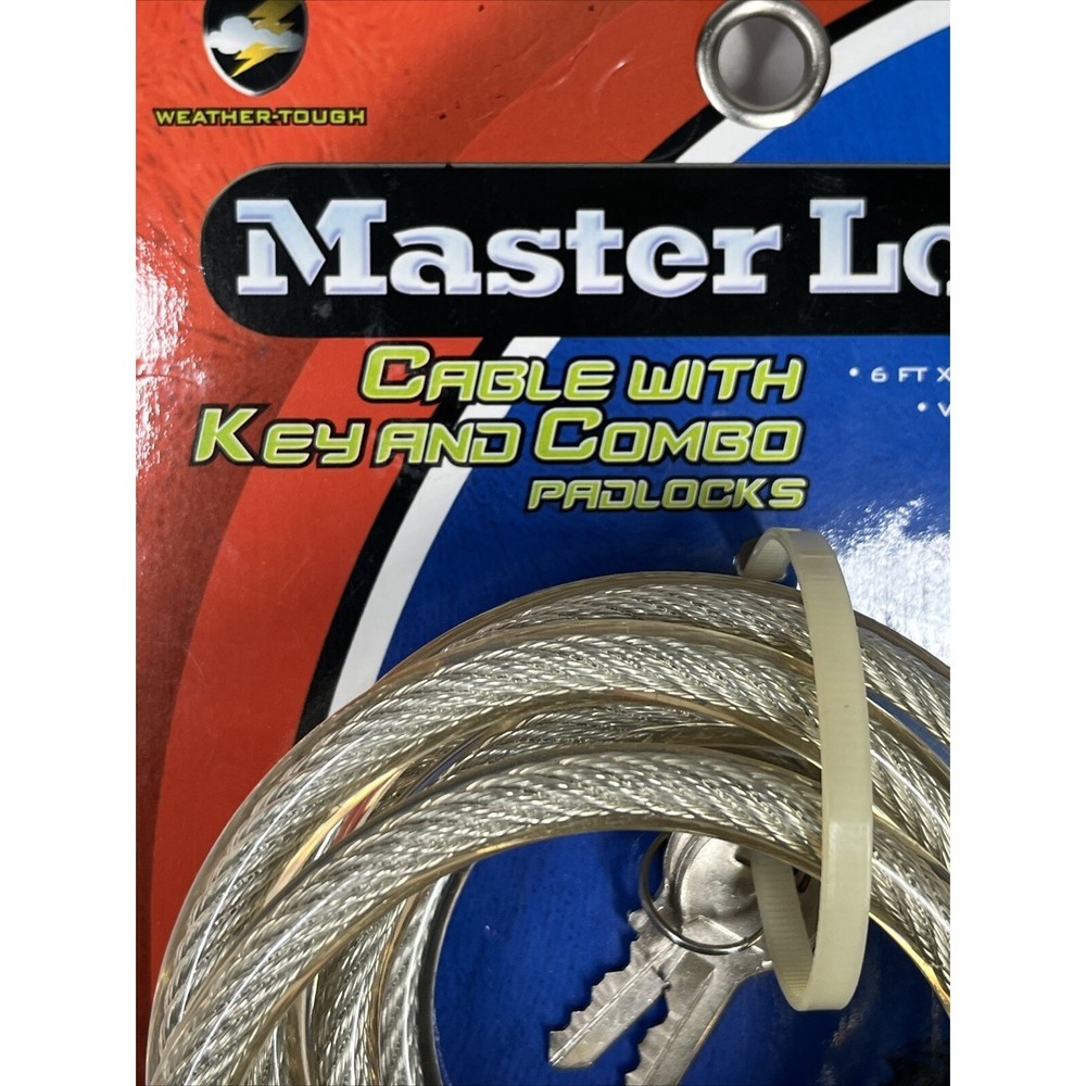 Master Lock 6' Coated Security Cable w/ 2 Key & Combination Padlocks