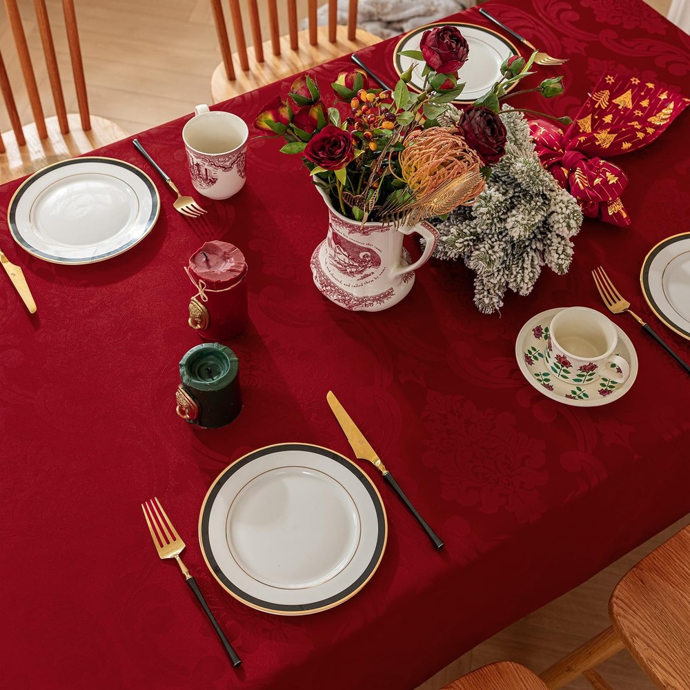 Romanstile Christmas Jacquard Rectangle 60" x 104" (Rectangular), Red