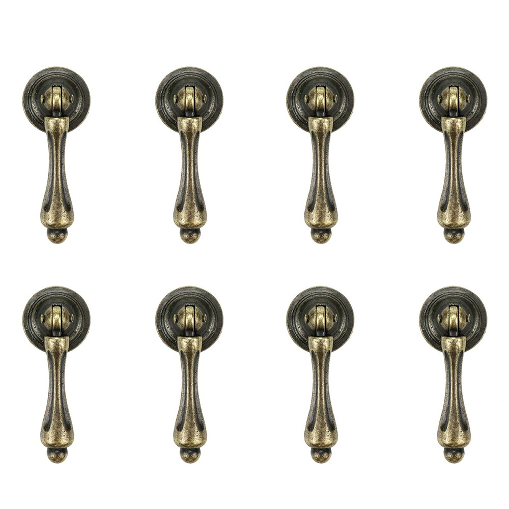 Cabinet Tear Drop Pull Handle Pulls Antique Bronze Set of 8