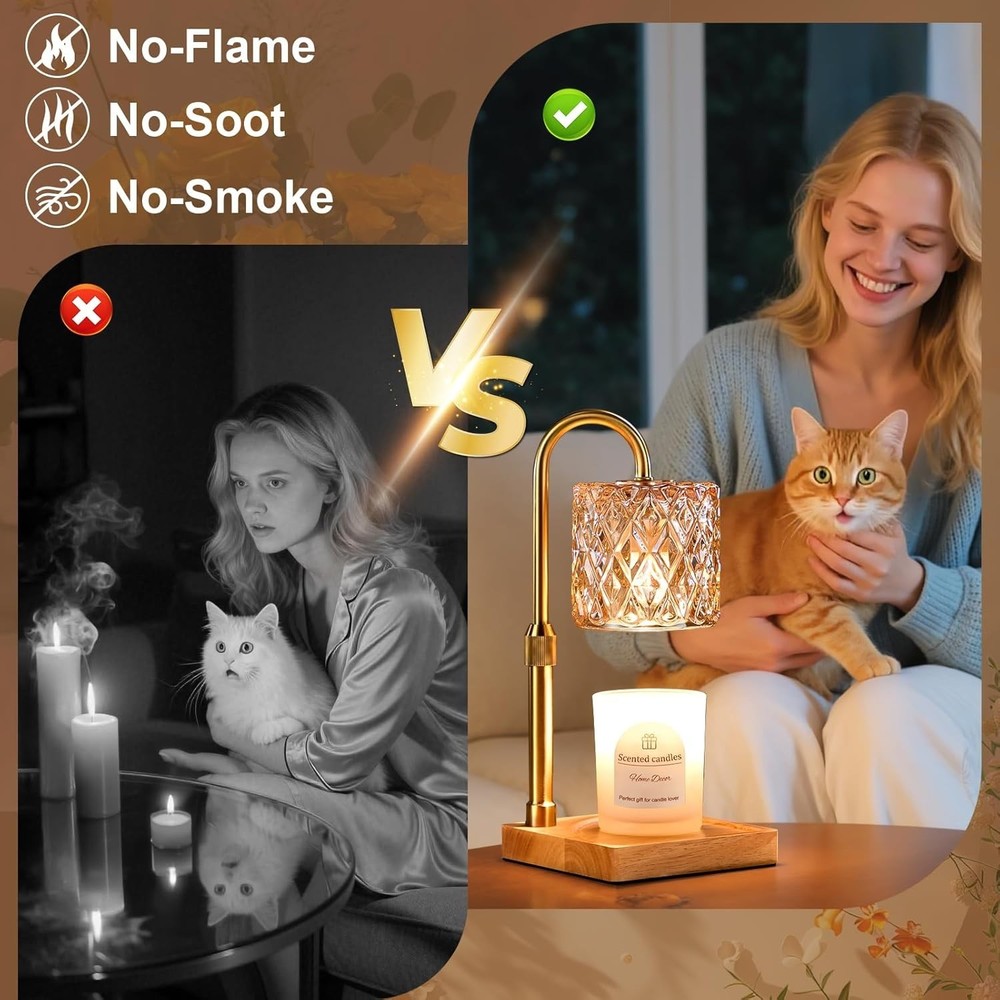 Candle Warmer Lamp with Timer,Dimmable Adjustable Height Wax Melt Warmer
