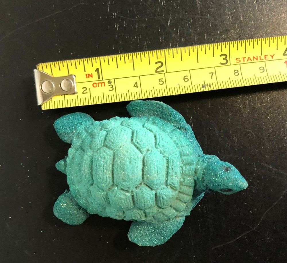 Teal Glitter Sand Turtle Figurine