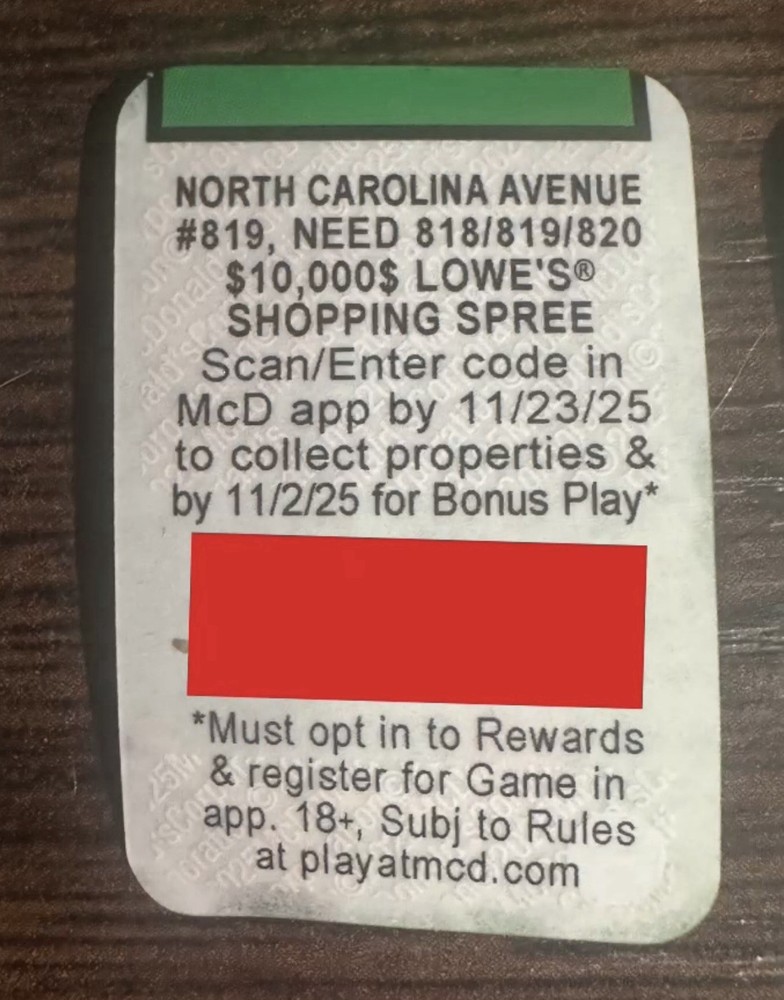 McDonald’s Monopoly Game Stickers