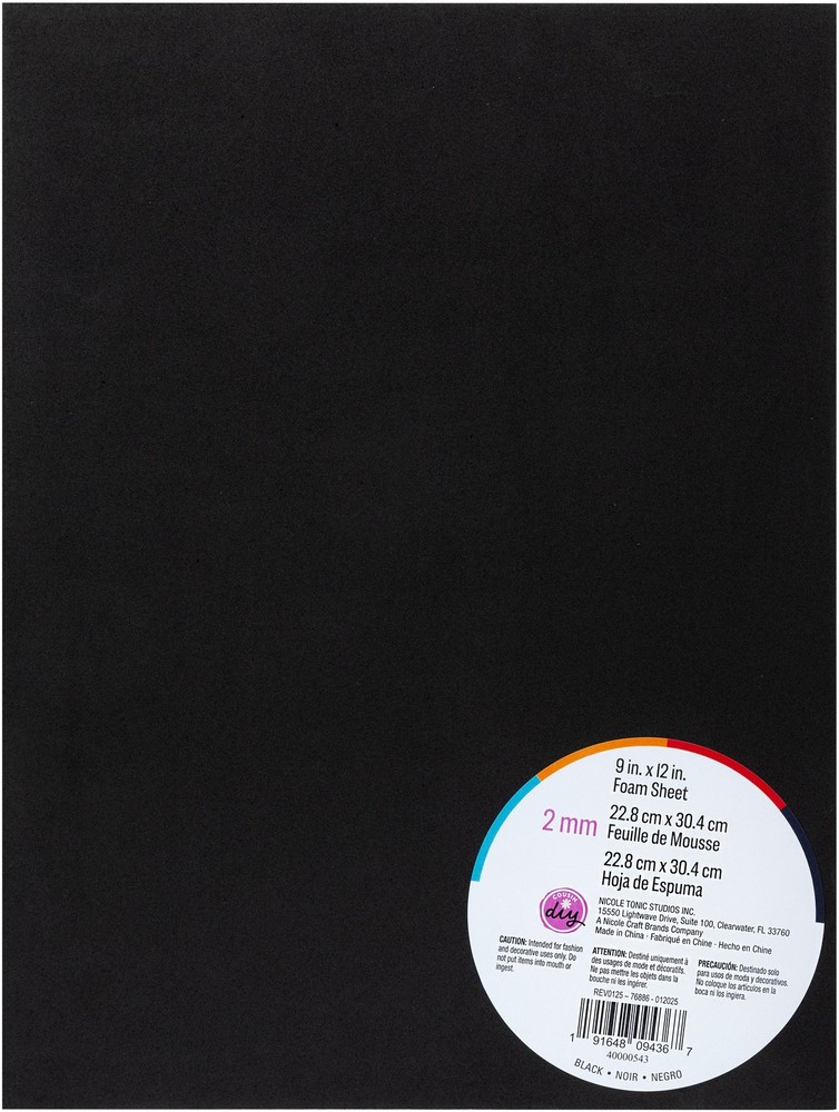 Foam Sheet 9"X12" 2mm Black