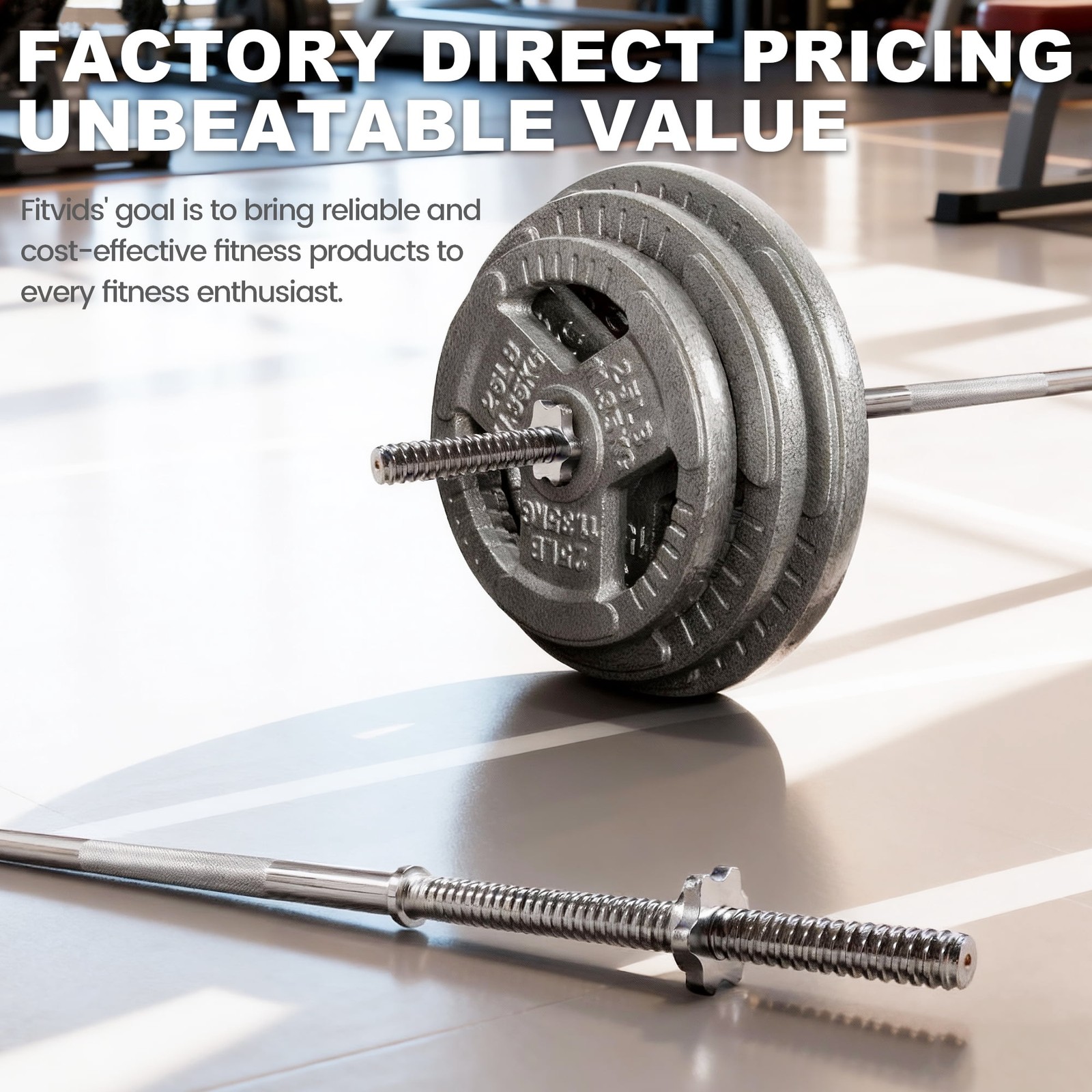 Spiral Straight Barbell Bar, Alloy Steel, 1-Inch Standard Diameter, 6FT