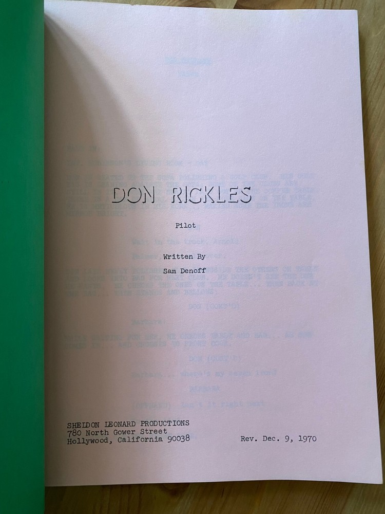 DON RICKLES SHOW Pilot Script by Sam Denoff (Dick Van Dyke), Allan Melvin Owned