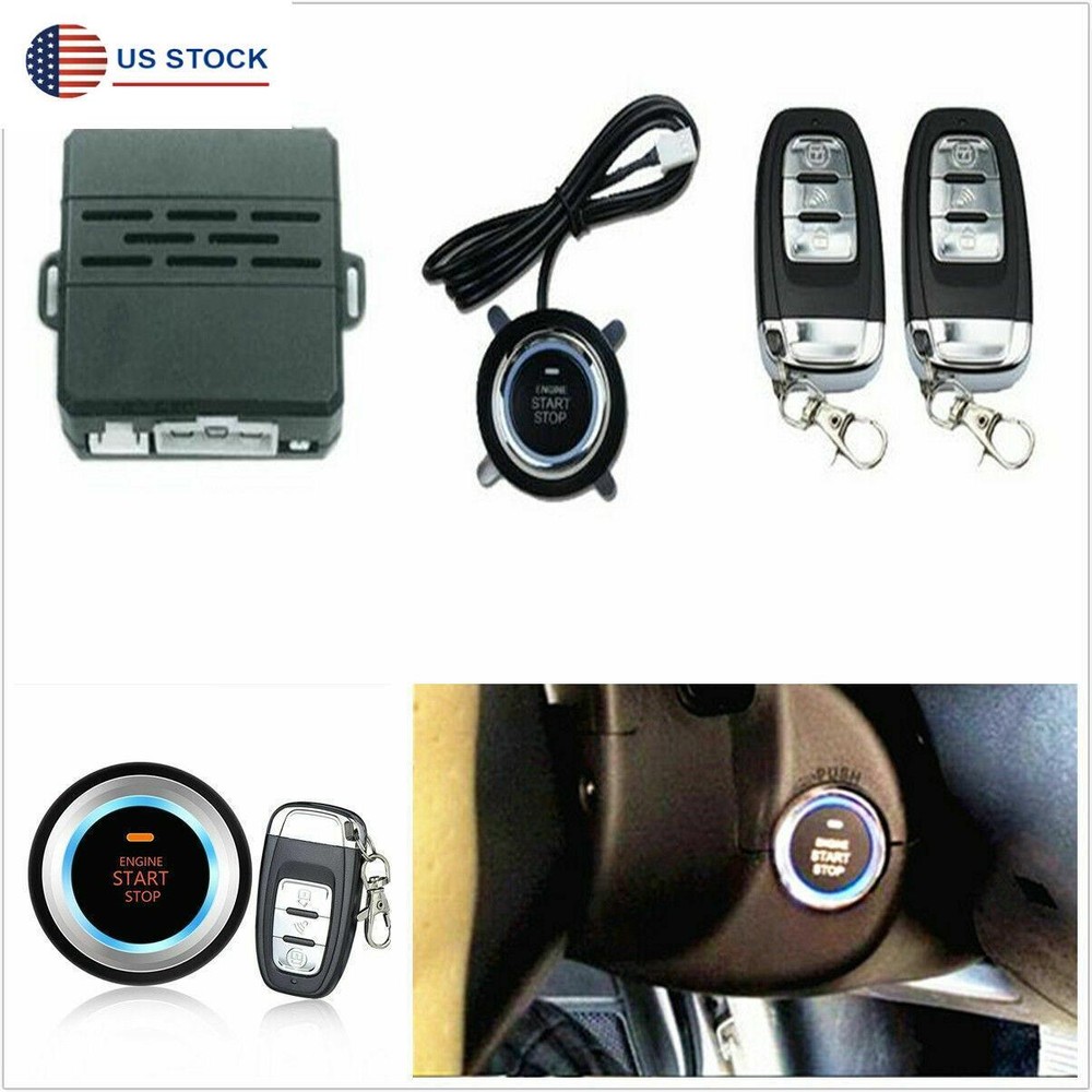 One Key Start Ignition Engine Starter Push Button Remote Vibration Alarm System