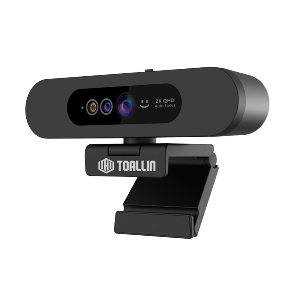 TOALLIN Fixed Focus 2K QHD Windows Hello Webcam Built‑in Mic No Need APP Drivers