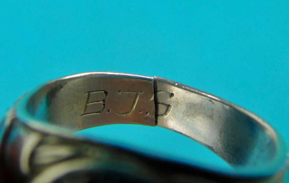 US WW2 Vintage Sterling Silver German Forces Ring Red Stone