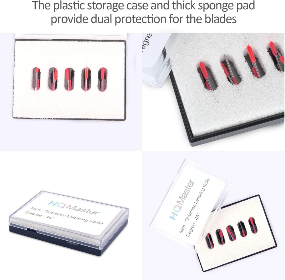 HQMaster 45° Vinyl Cutter Blades Graphtec Cutting Plotter Red Cap 10-Pack