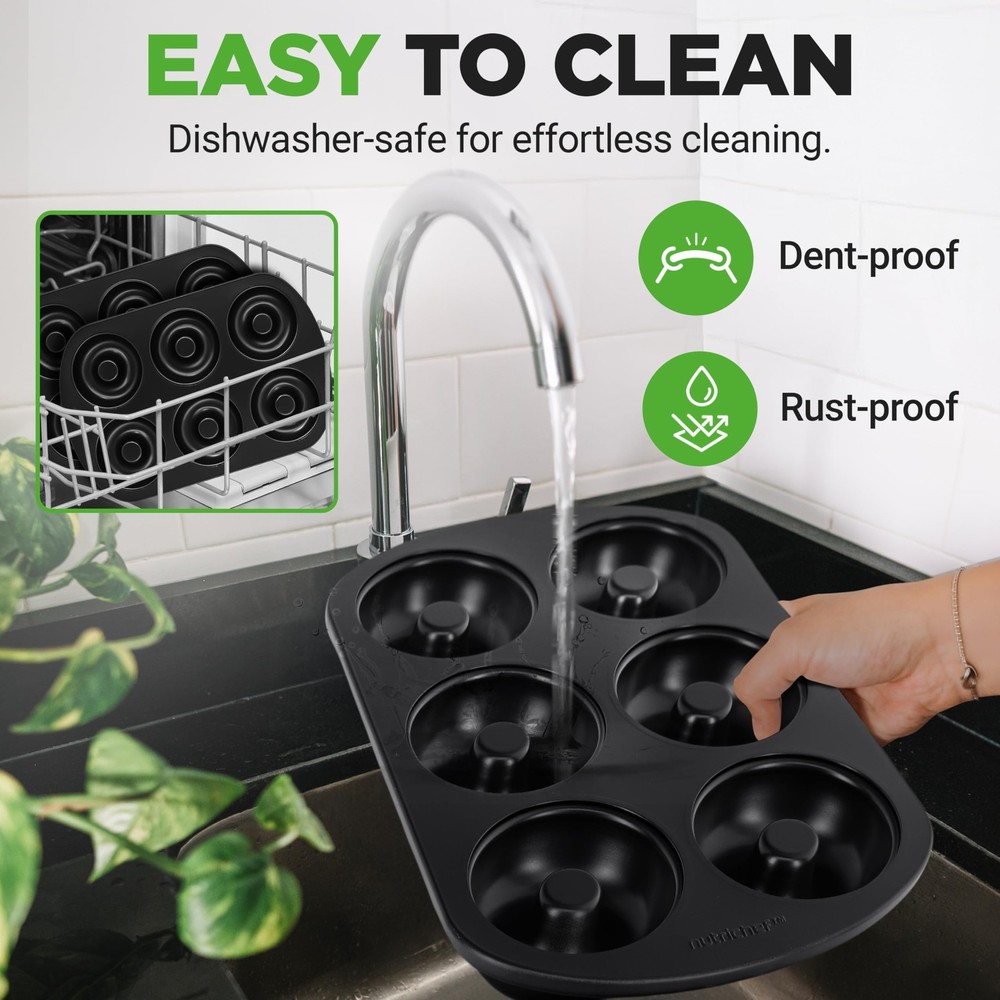 NutriChef Nonstick Donut Pans for Baking (6 Doughnut Molds) - 2 Pack