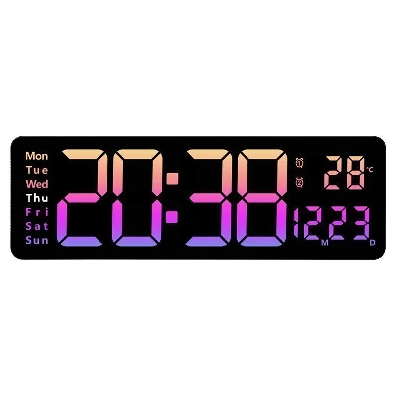16in Large Digital Wall Clock Large Display LED Wall Clock Timer Pink with Plug