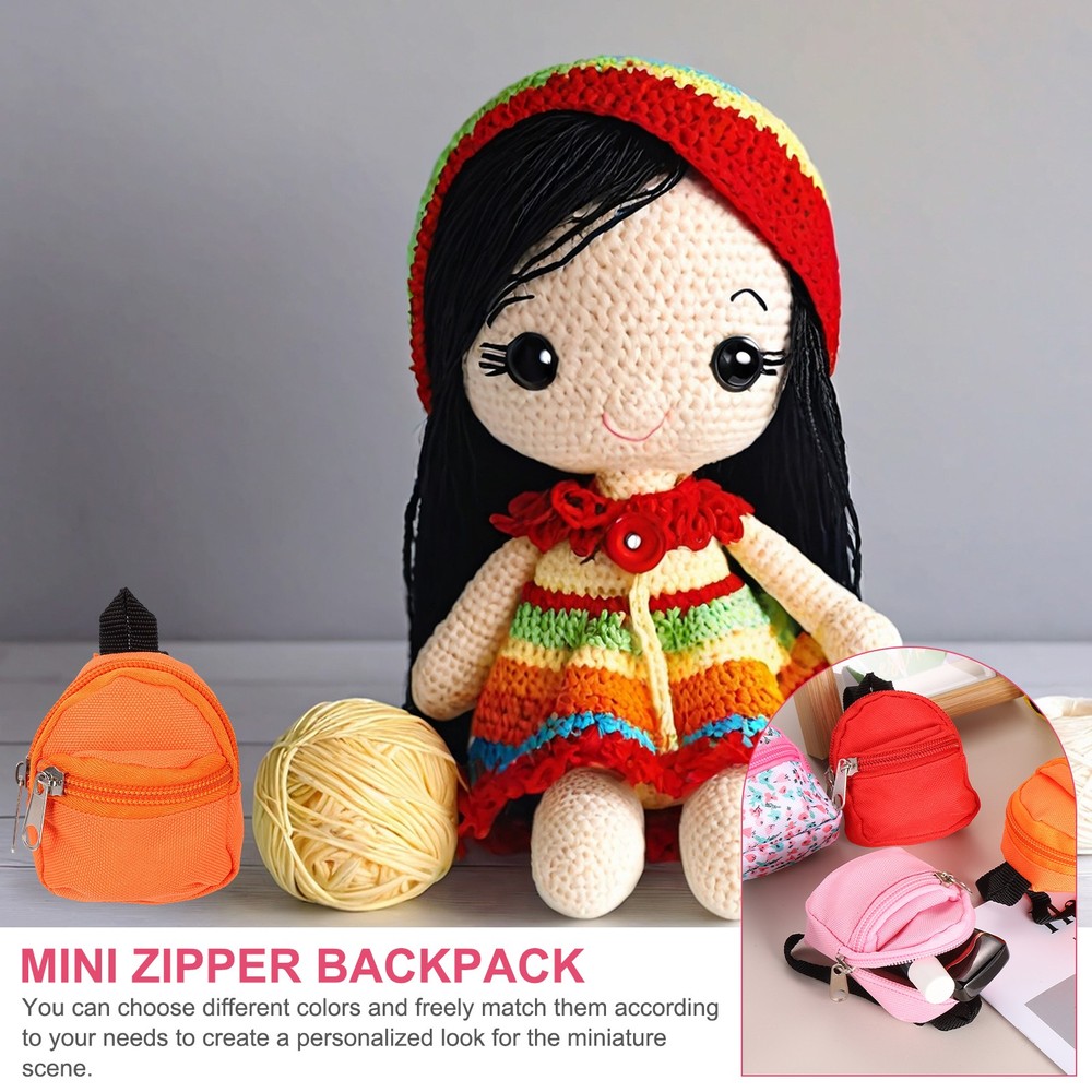 Mini Doll Zipper Backpack, Tiny Doll Backpack(Black)