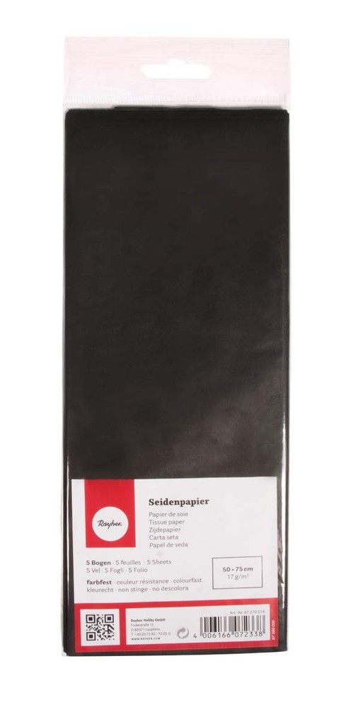 Rayher 67270576 Tissue paper, black