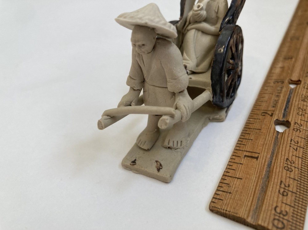 RICKSHAW FOR BONSAI DISPLAY CLAY CERAMIC MUDMANS