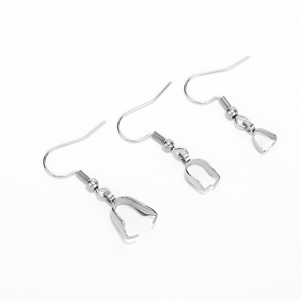 100pcs Silver Stainless Steel Dangle Earring Bail Clip Connector Findings