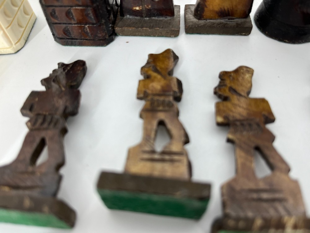 Complete Hand-carved Camel Bone Egyptian Chess Set