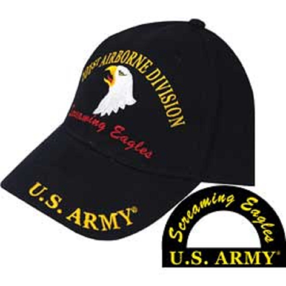 US Army Hat 101st Airborne Division Black Adjustable Cap