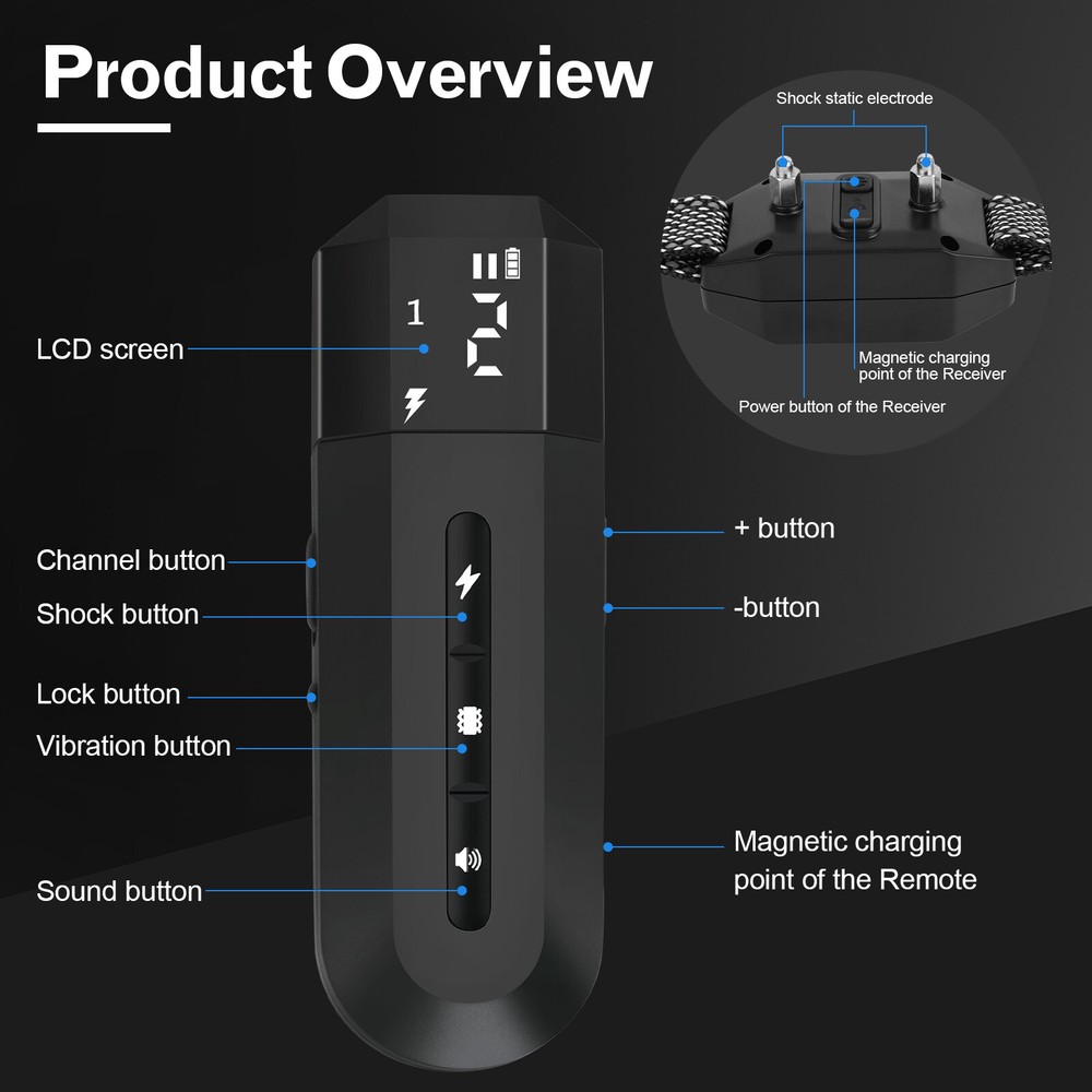 Dog Training E-Collar Anti-Bark Electric Shock Obedience Remote Control Device