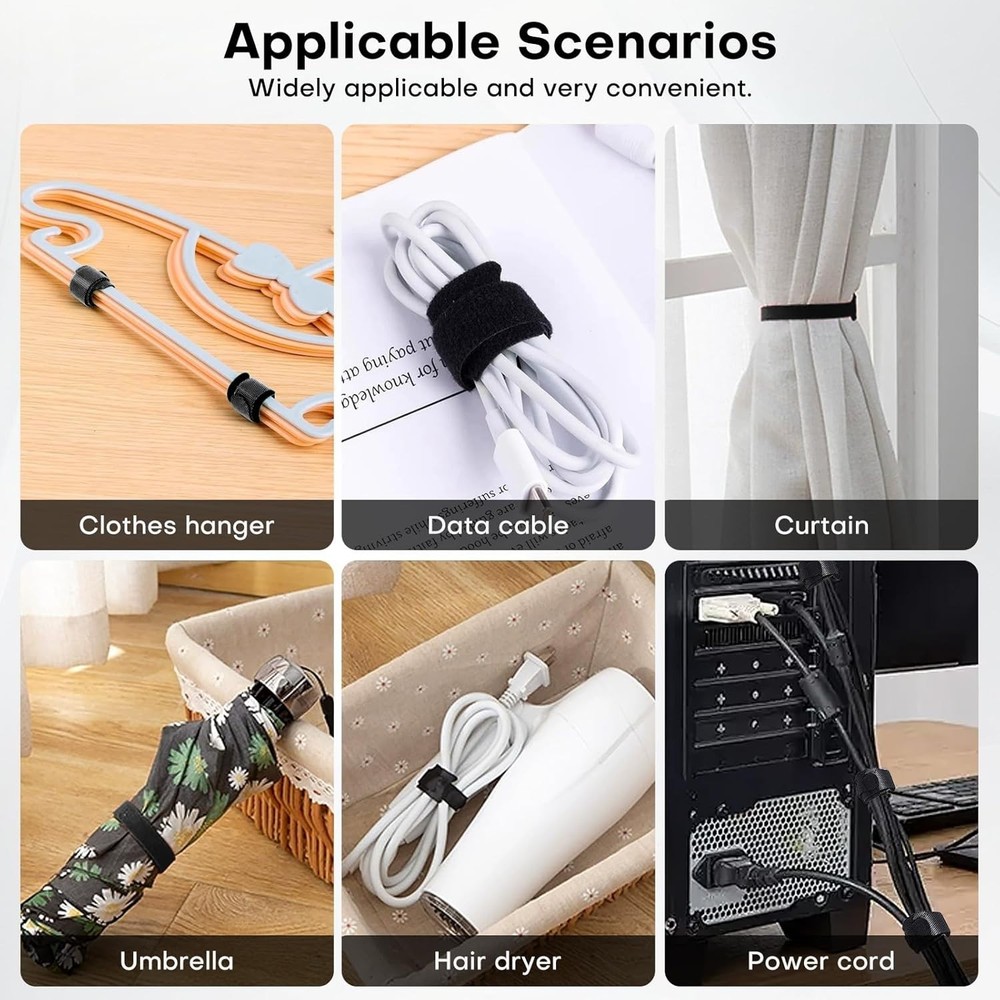 62PCS 6 inchs Microfiber Reusable Cable Ties – Adjustable Cord Organizer Stra...