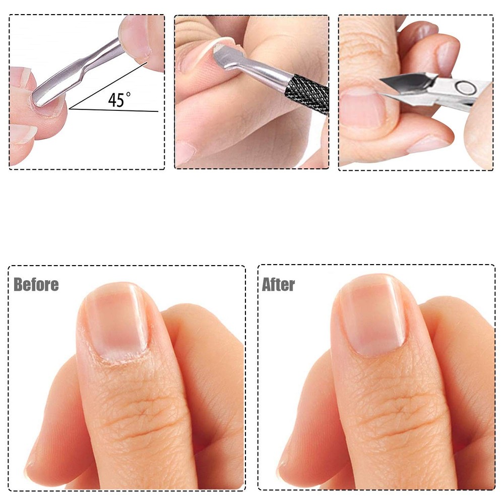 Cuticle Trimmer with Pusher - Half Jaw, Titanium Black
