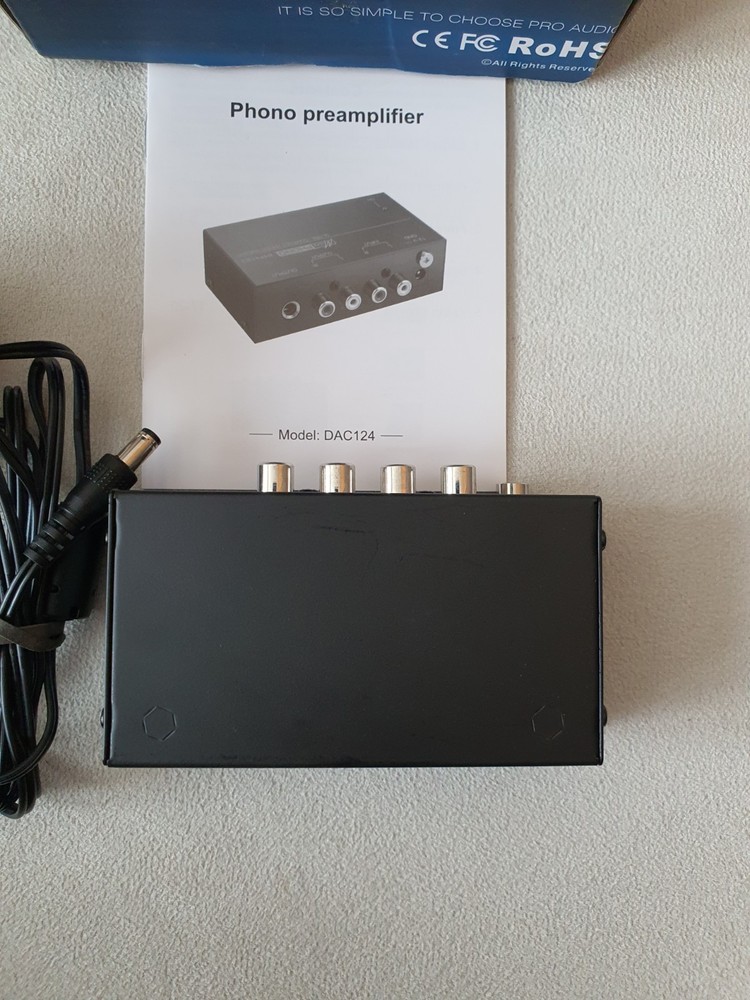LiNKFOR Phono Preamplifier PP400 + Power Adapter RCA Input Output for Turntable