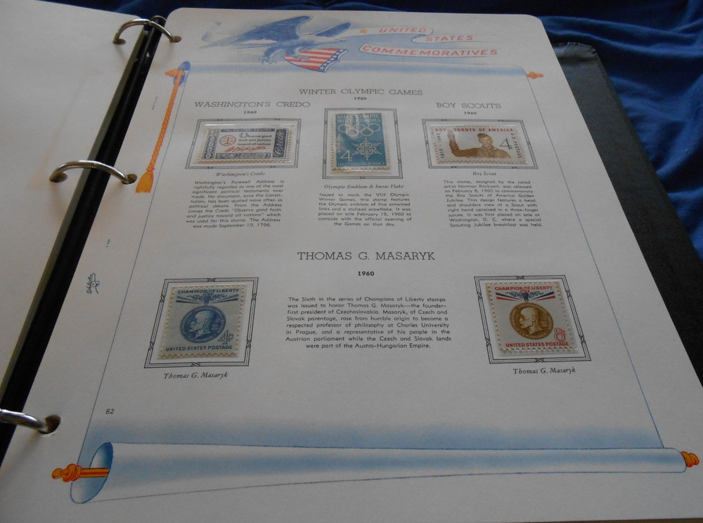 WHITE ACE COMMEMORATIVE STAMPS OF THE UNITED STATES ALBUM WITH DUST COVER & BOX