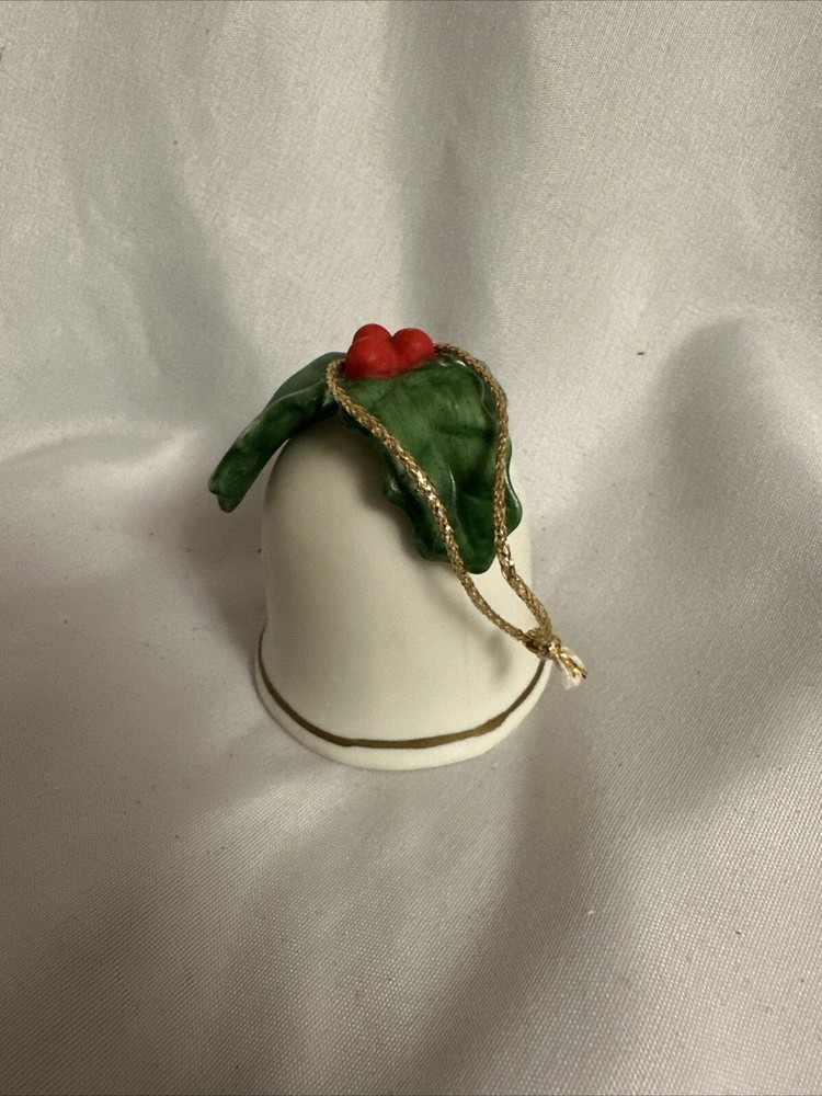 Lefton Christmas Bell White With Holly