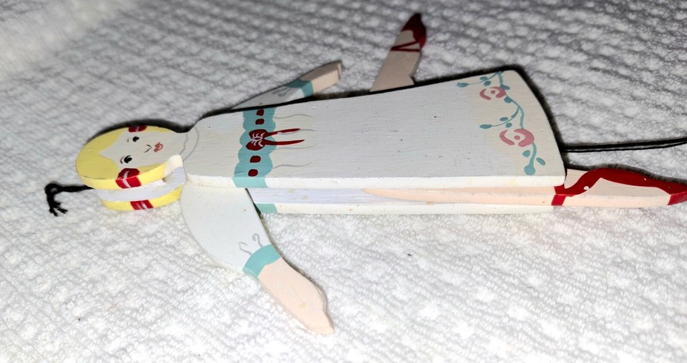 Vintage Pull String Toy Action Ballerina Dancer Ornament Jumping Jack