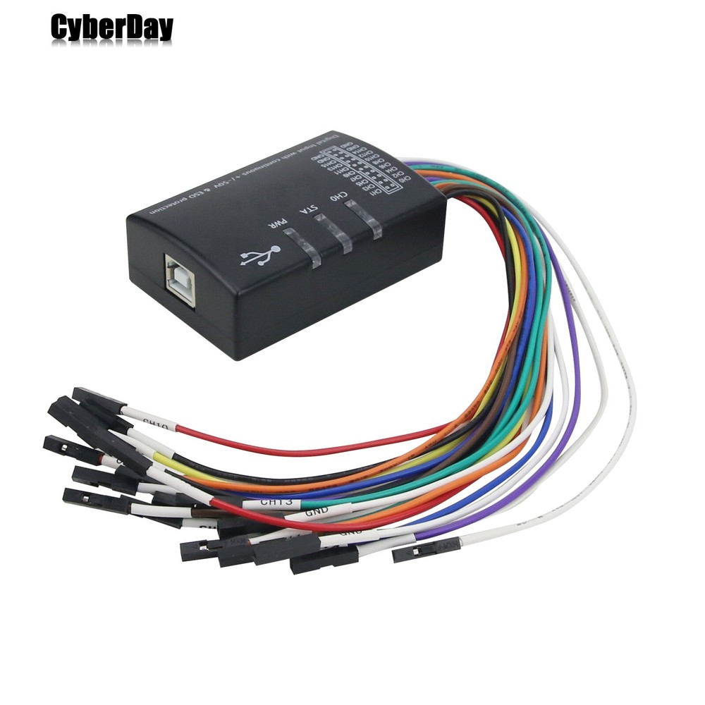 Mini 16 Logic Analyzer USB 100M Max Sample Rate 16CH 1.1.34 Support 1.2.10 【US】