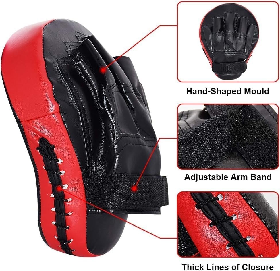 Curved Taekwondo Kick Shield & Mitts - Durable Leather Training Kit