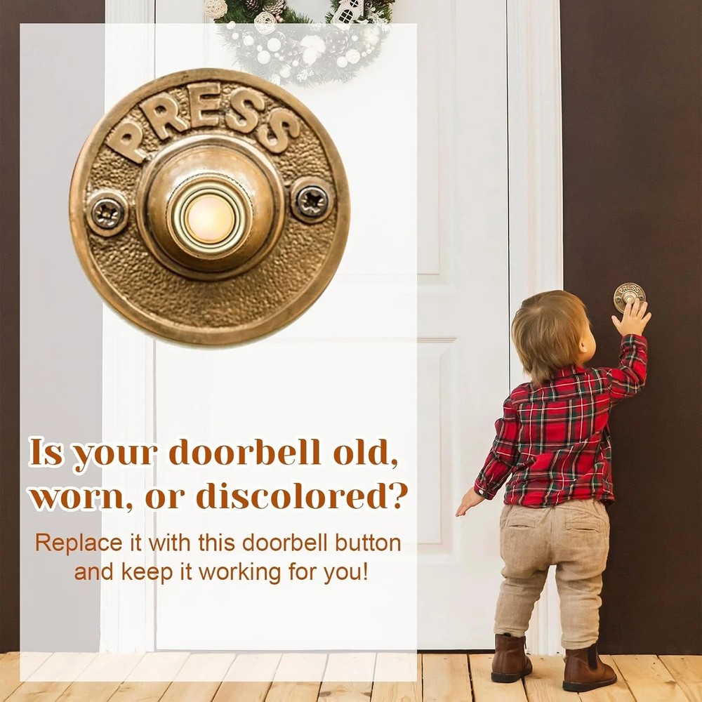2 Pack Lighted Doorbell Button Replacement, Push Door Bell Ringer Kit Easy to In