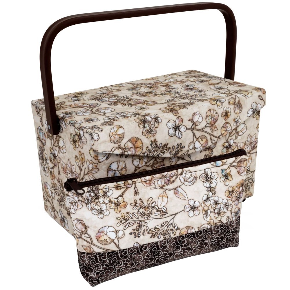 Dritz, Medium Sewing Basket & Accessory Case - Neutral Floral