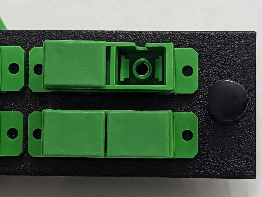 Fiber Panel 6 SC APC Duplex Singlemode Adapters Green ~ 12 ports SM