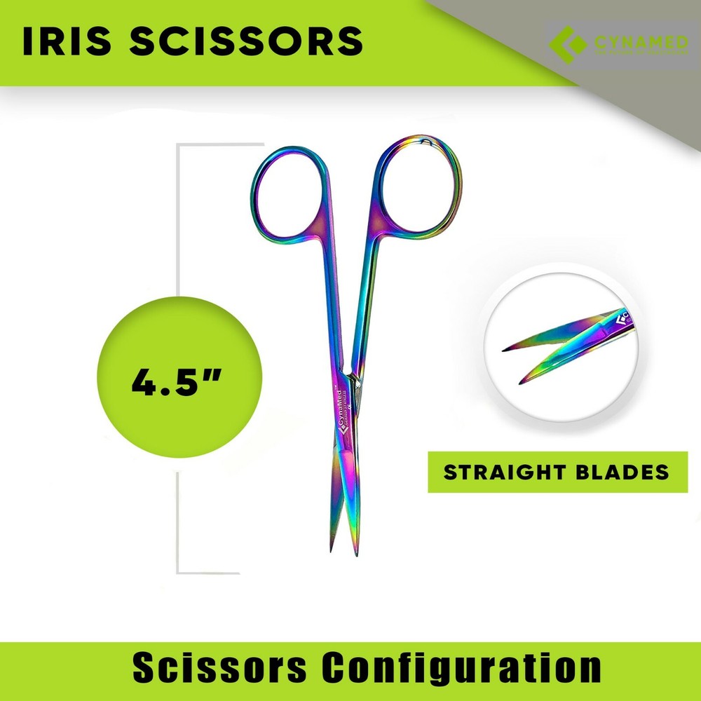Iris Dissecting Scissors 4.5" with Multi Color Rainbow Plasma Titanium Coating