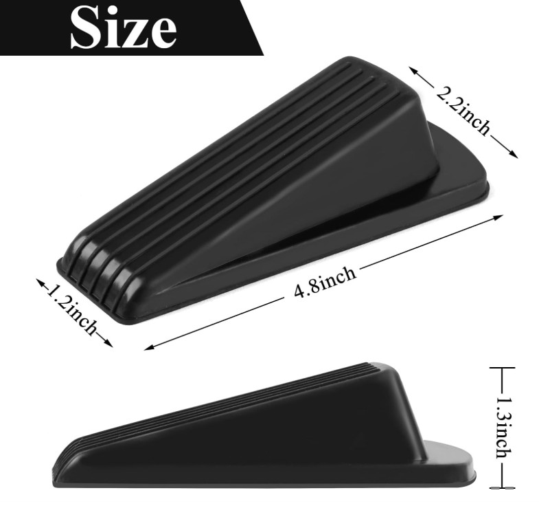 4 Pack Rubber Door Stoppers Wedge Heavy Duty Stackable Stop for Floor Bottom