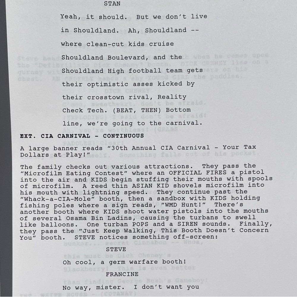 American Dad SEASON ONE 2004 Production Used Table Draft Script Seth MacFarlane
