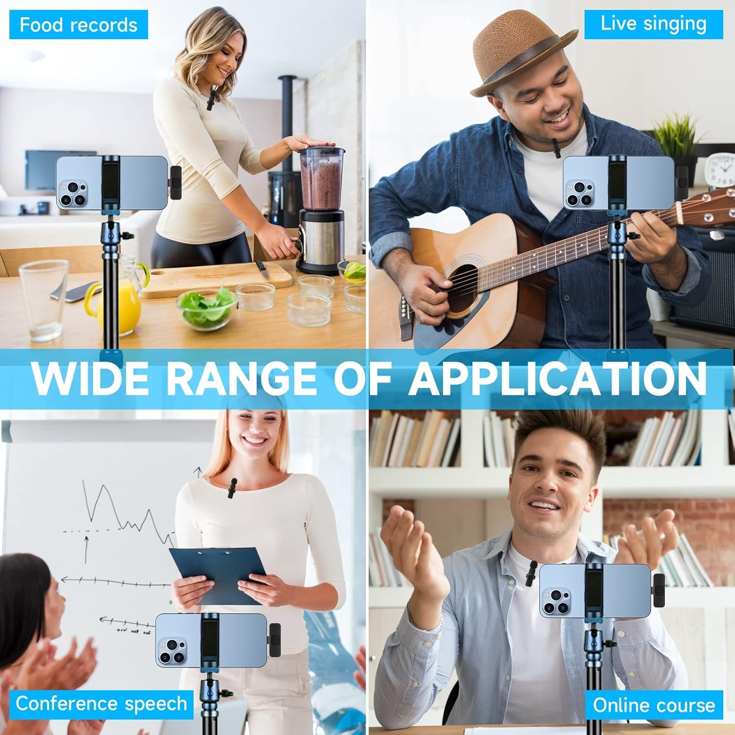 2 Pack For iPhone Lavalier Microphone Wireless Audio Video Recording Mini Mic