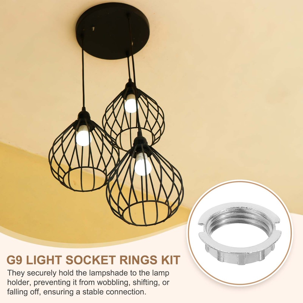 3 Pcs G9 Light Socket Rings Metal for 3/4in Thread Diameter G9 Socket(Small)
