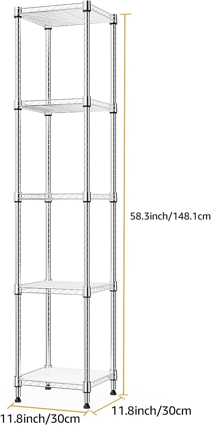 5 Tier Wire Kitchen Pantry Shelf Rack Steel Shelves Metal Shelving Storage Units
