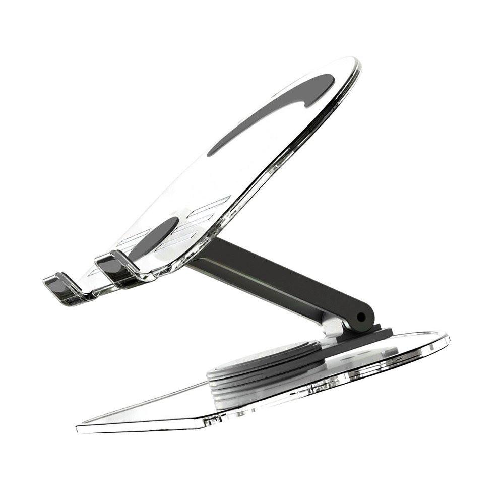 Acrylic Tablet Stand Desktop Foldable Holder 360° Rotation Base Clear Bracket;;