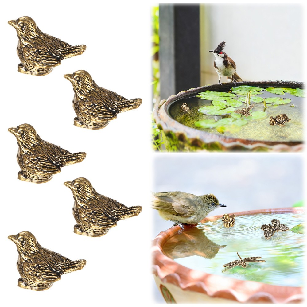5-Pack Bird Bath Copper Disk, Mini Bird Bath Copper Ornaments [Sparrow]