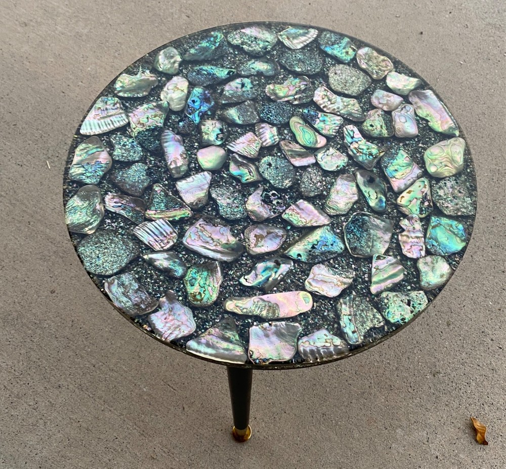 MCM Custom Handmade Large Abalone Shell Side Table Stunning Rare