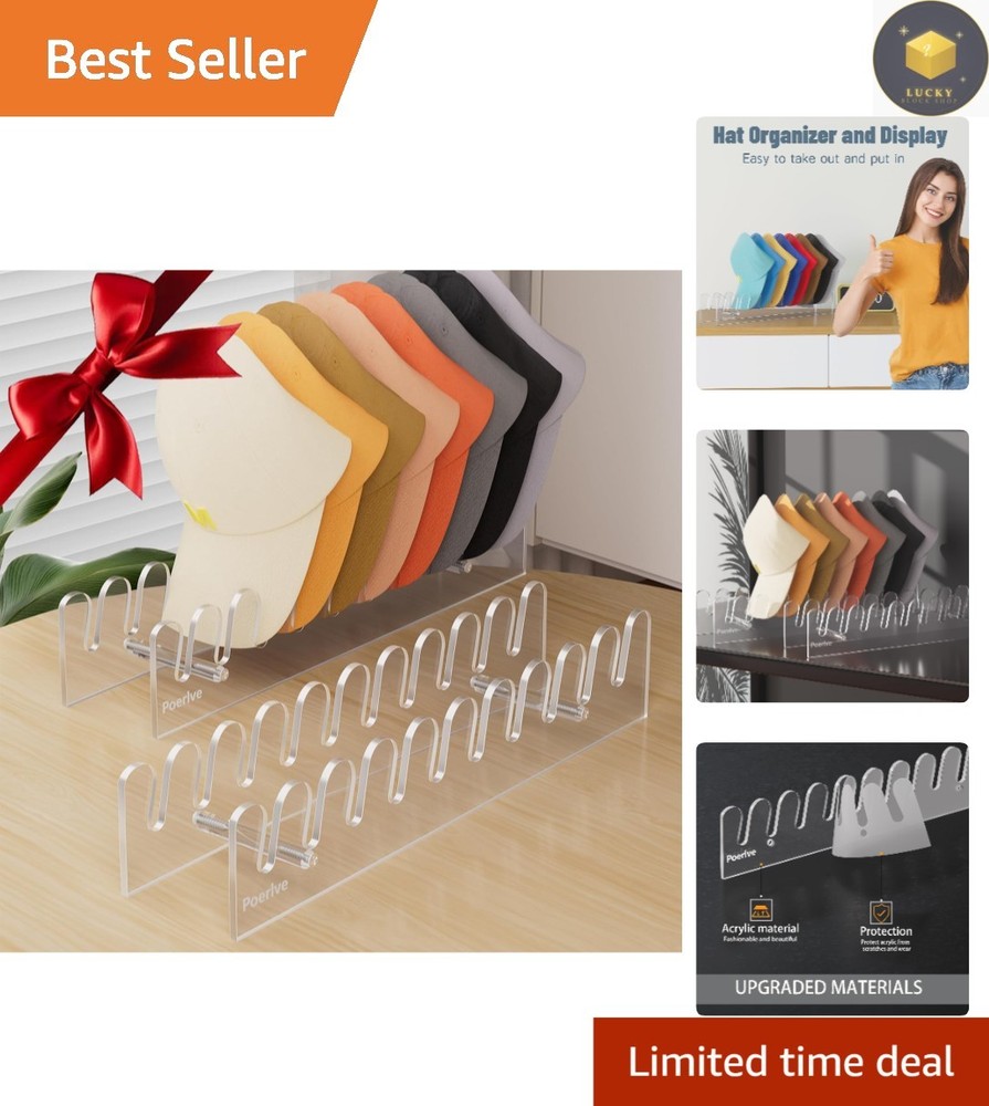 Elegant Acrylic Hat Stand for 10 Baseball Caps - Modern Storage Solution