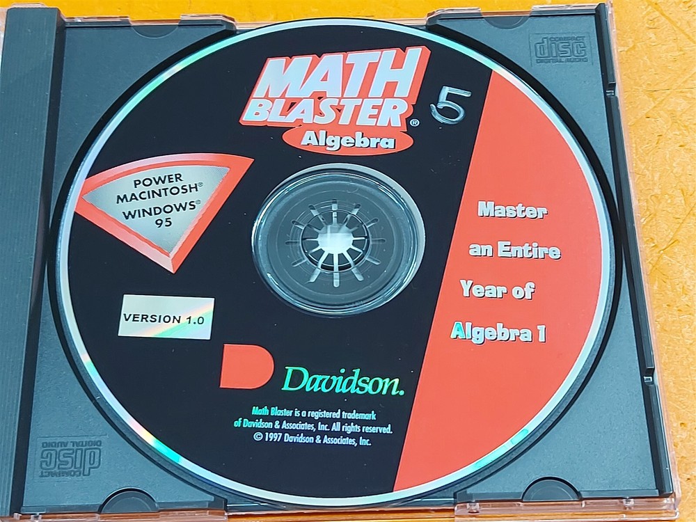 ⭐️⭐️⭐️⭐️⭐️ Davidson Math Blaster Algebra 1 (1997) Windows 95 / Macintosh CD ROM