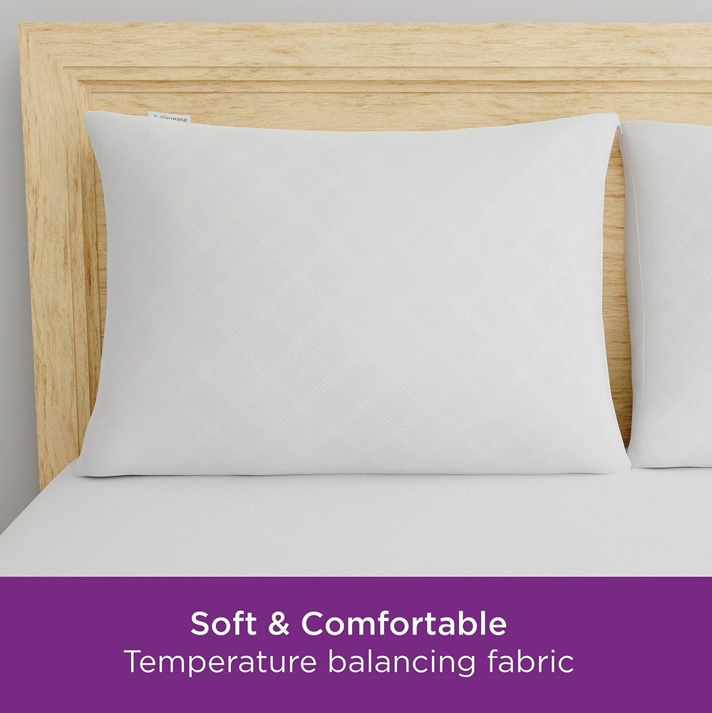 Set of 4 King AllerEase Pillow Protectors - Temperature Balancing Allergist R...