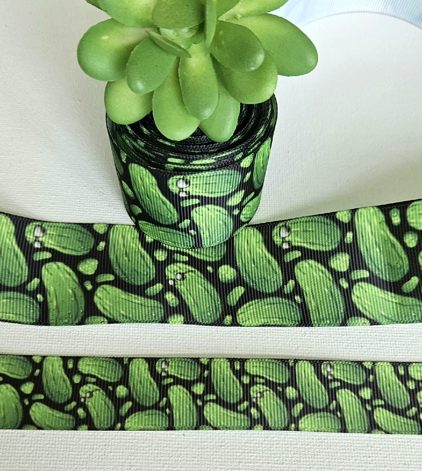 5/8, 7/8 & 1.5 (1YD) Pickle Grosgrain Ribbon Dill Pickle Cucumbers Kosher Pickle